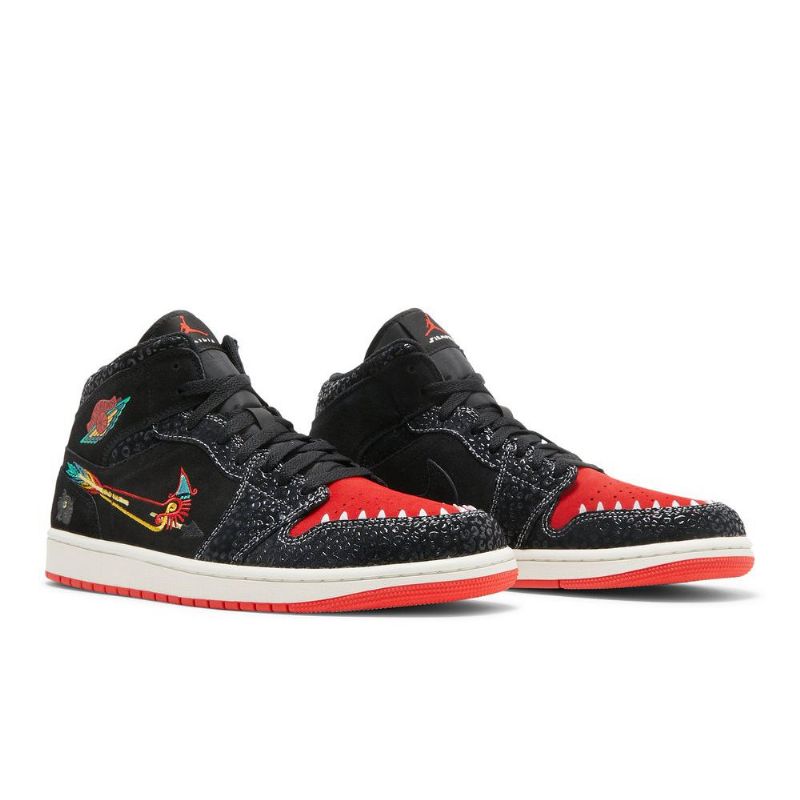 Ανδρικά Παπούτσια Air Jordan 1 Mid Se Μαύρα Κόκκινα Πράσινα Χρυσά