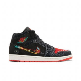 Ανδρικά Παπούτσια Air Jordan 1 Mid Se Μαύρα Κόκκινα Πράσινα Χρυσά