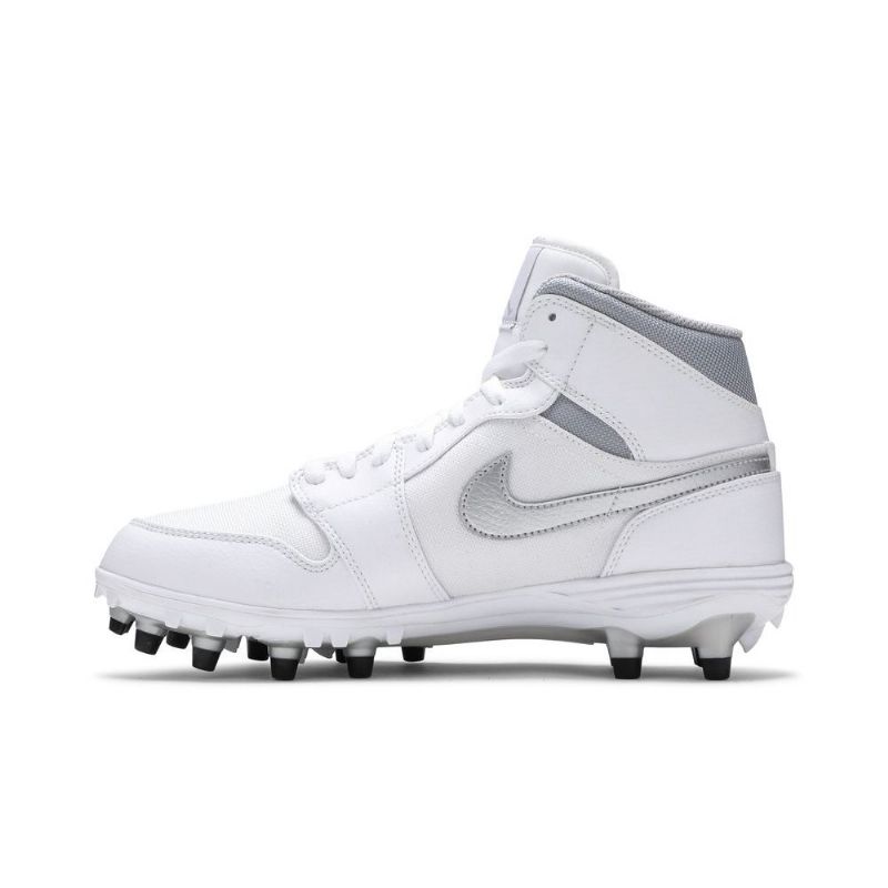 Ανδρικά Παπούτσια Air Jordan 1 Mid Td Cleat Άσπρο Ασήμι