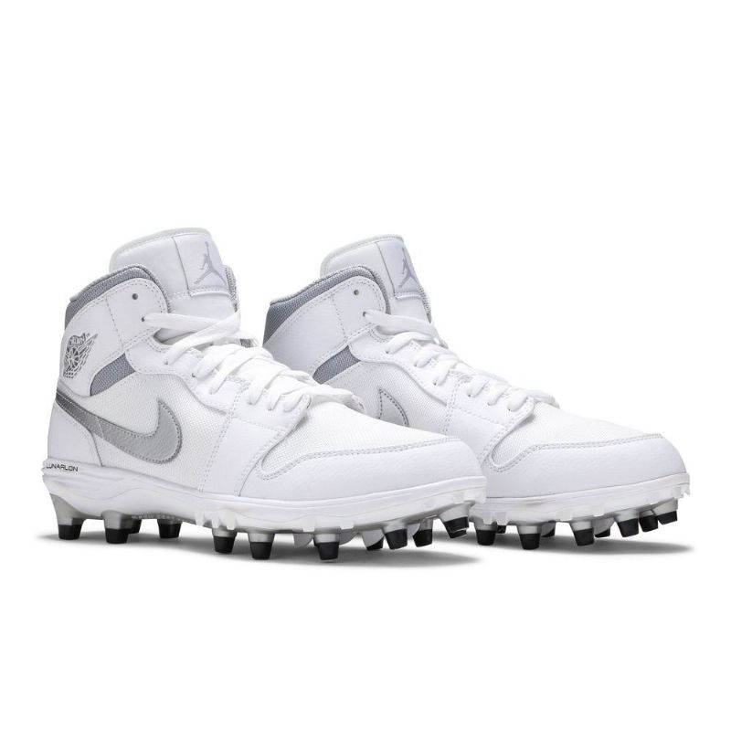 Ανδρικά Παπούτσια Air Jordan 1 Mid Td Cleat Άσπρο Ασήμι