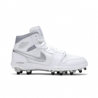 Ανδρικά Παπούτσια Air Jordan 1 Mid Td Cleat Άσπρο Ασήμι