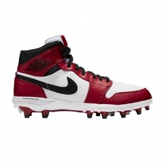 Ανδρικά Παπούτσια Air Jordan 1 Mid Td Cleat Λευκό Κόκκινο Μαύρο