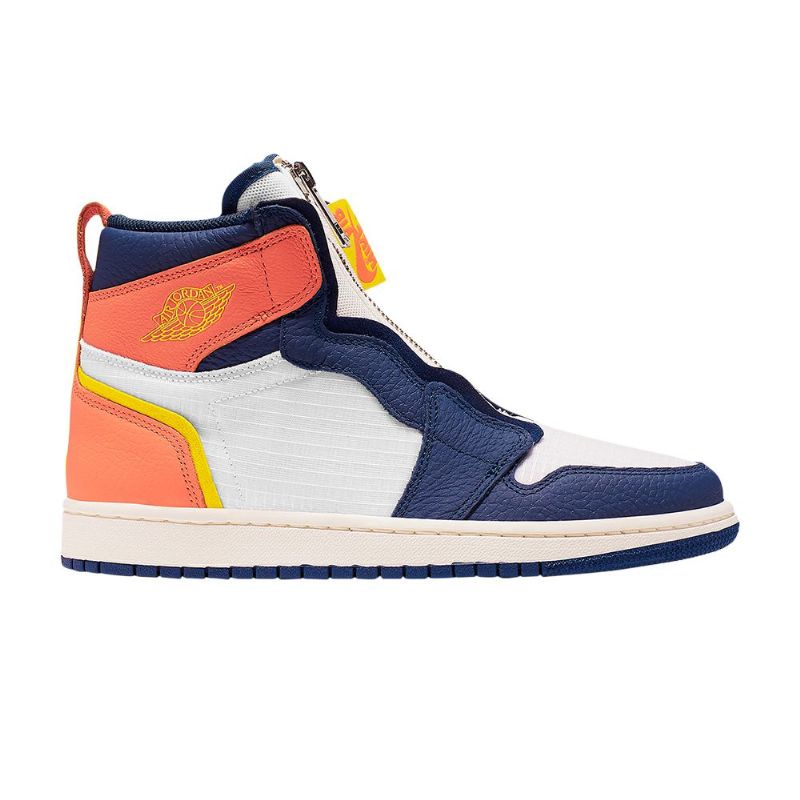 Γυναικεία Παπούτσια Air Jordan 1 Με Ψηλό Φερμουάρ Λευκό Μπλε Πορτοκαλί Κίτρινο