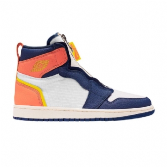 Γυναικεία Παπούτσια Air Jordan 1 Με Ψηλό Φερμουάρ Λευκό Μπλε Πορτοκαλί Κίτρινο