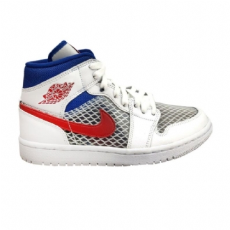 Γυναικεία Παπούτσια Air Jordan 1 Μεσαίο Λευκό Γκρι Μπλε Κόκκινο