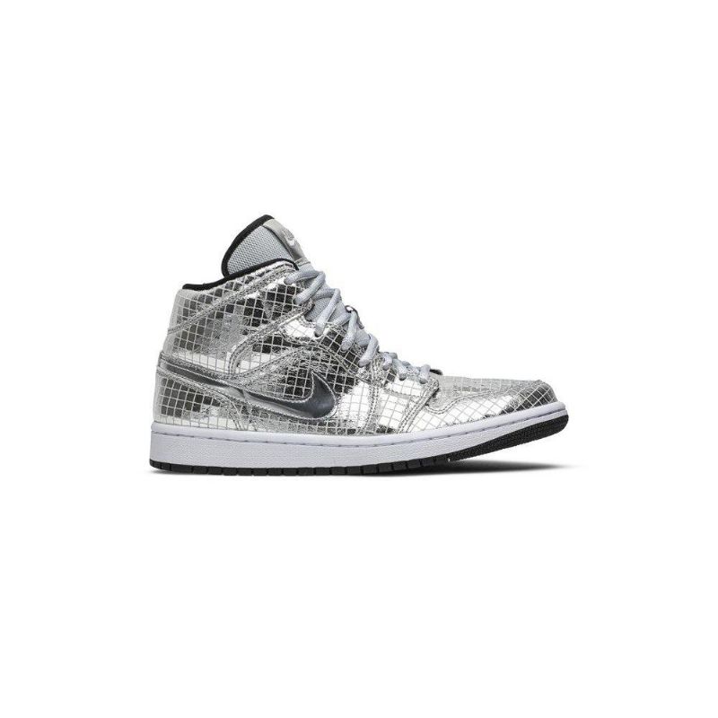 Γυναικεία Παπούτσια Air Jordan 1 Mid Ασήμι Άσπρο