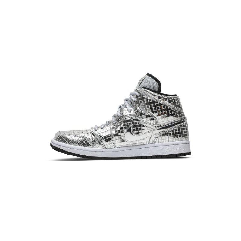 Γυναικεία Παπούτσια Air Jordan 1 Mid Ασήμι Άσπρο