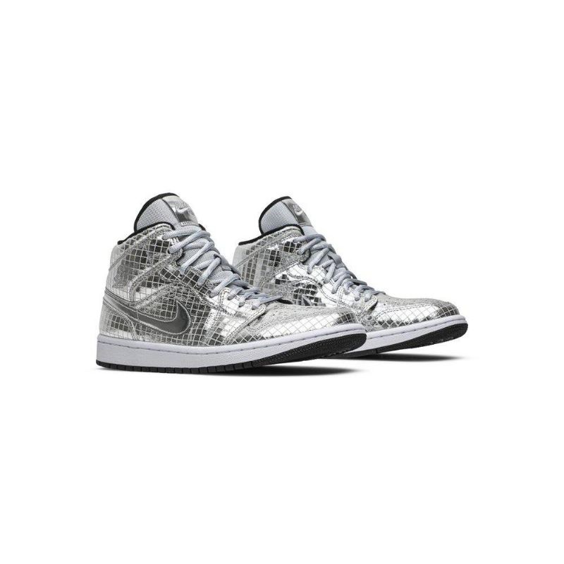 Γυναικεία Παπούτσια Air Jordan 1 Mid Ασήμι Άσπρο
