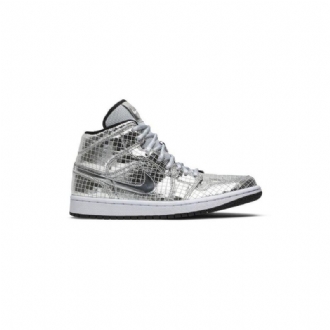 Γυναικεία Παπούτσια Air Jordan 1 Mid Ασήμι Άσπρο
