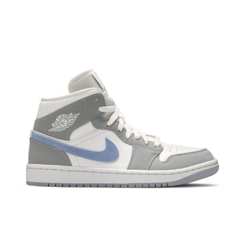 Γυναικεία Παπούτσια Air Jordan 1 Mid Άσπρο Γκρί Μπλε