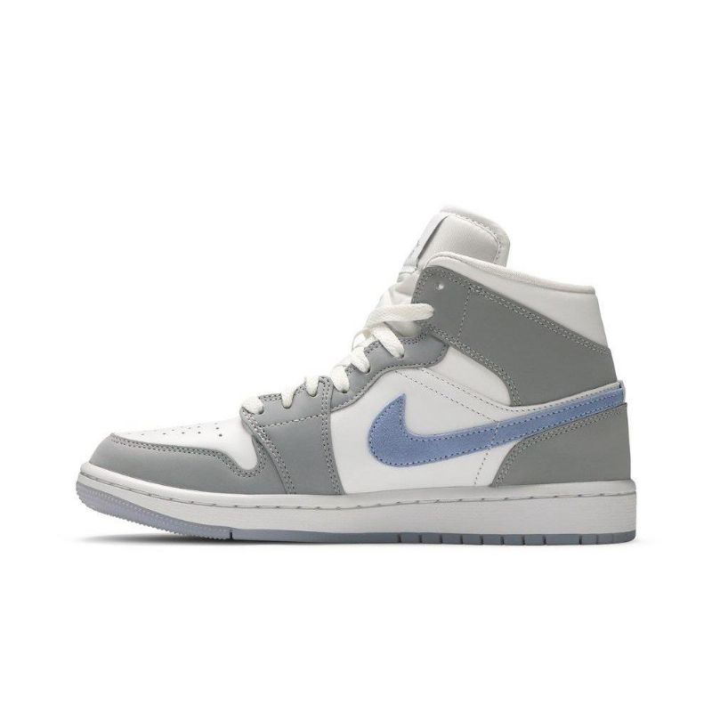 Γυναικεία Παπούτσια Air Jordan 1 Mid Άσπρο Γκρί Μπλε