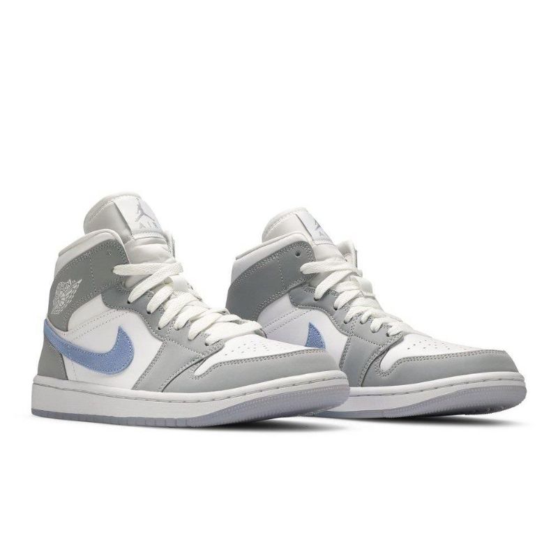 Γυναικεία Παπούτσια Air Jordan 1 Mid Άσπρο Γκρί Μπλε