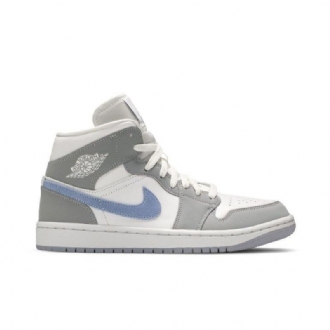 Γυναικεία Παπούτσια Air Jordan 1 Mid Άσπρο Γκρί Μπλε