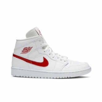 Γυναικεία Παπούτσια Air Jordan 1 Mid Άσπρο Κόκκινος