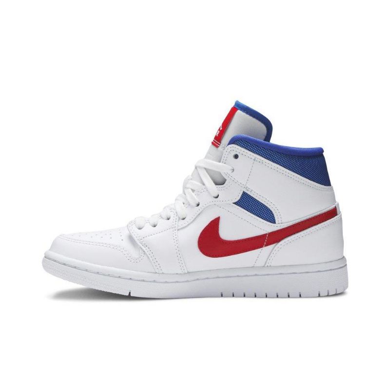 Γυναικεία Παπούτσια Air Jordan 1 Mid Άσπρο Κόκκινος Μπλε
