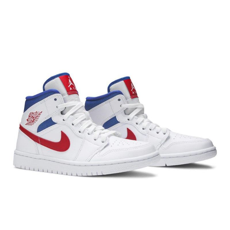 Γυναικεία Παπούτσια Air Jordan 1 Mid Άσπρο Κόκκινος Μπλε