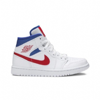 Γυναικεία Παπούτσια Air Jordan 1 Mid Άσπρο Κόκκινος Μπλε