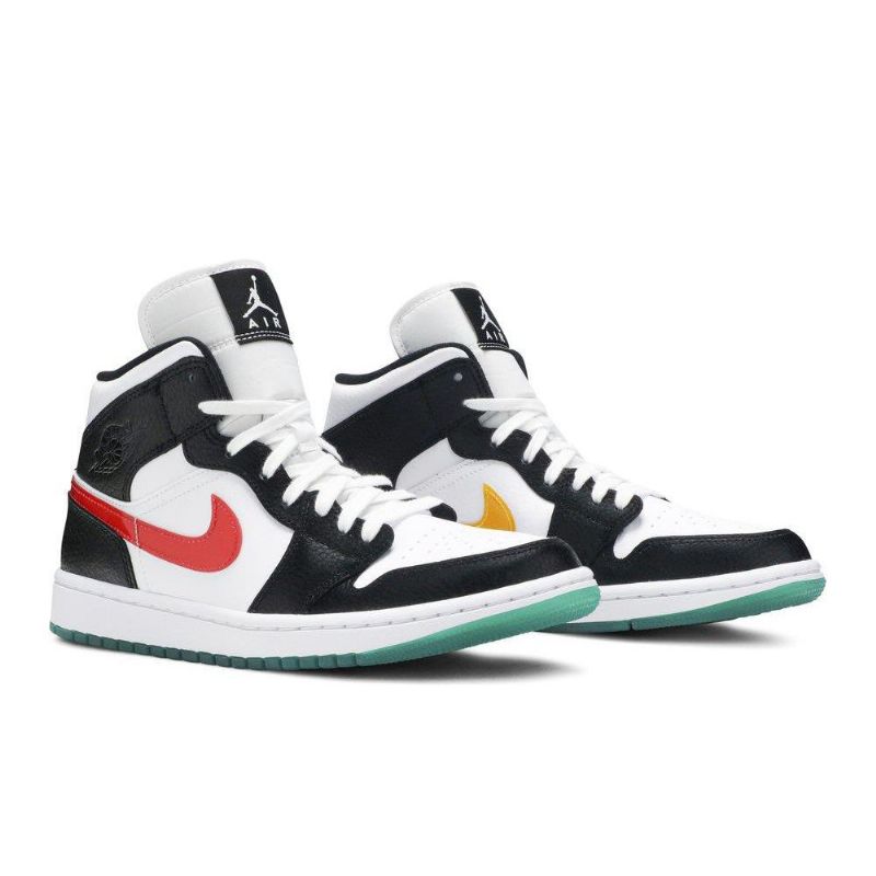Γυναικεία Παπούτσια Air Jordan 1 Mid Μαύρος Άσπρο Κόκκινος Πράσινος