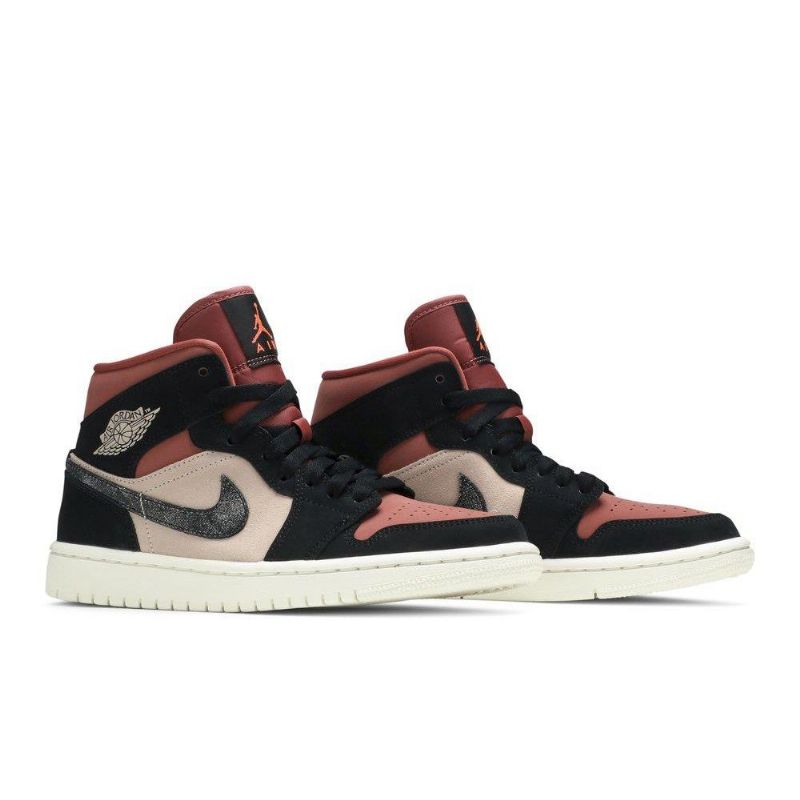 Γυναικεία Παπούτσια Air Jordan 1 Mid Μαύρος Bordeaux Μπεζ
