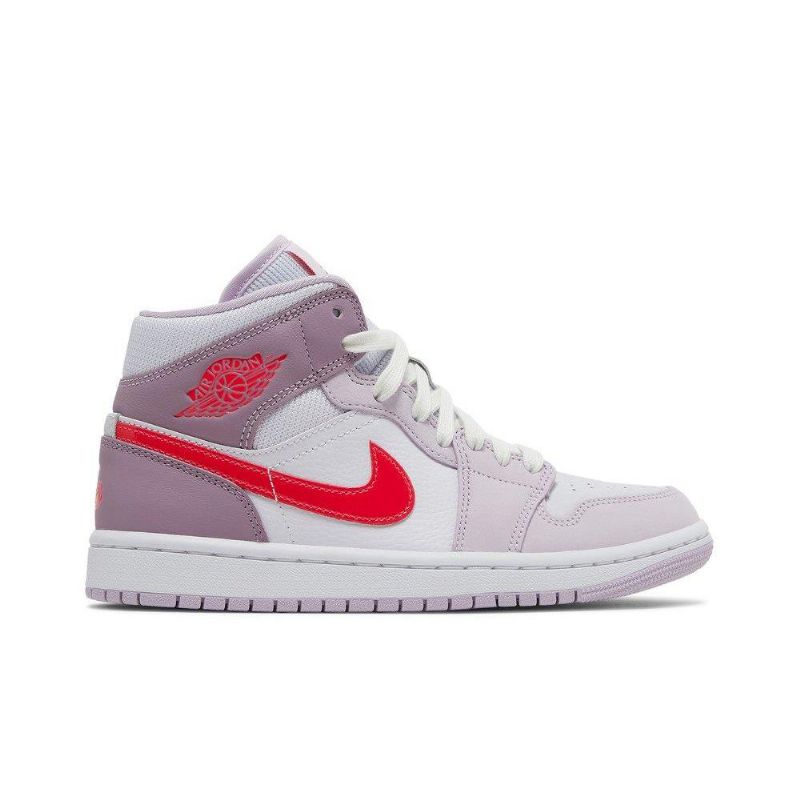 Γυναικεία Παπούτσια Air Jordan 1 Mid Μωβ Λευκά Κόκκινα