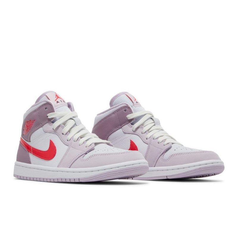 Γυναικεία Παπούτσια Air Jordan 1 Mid Μωβ Λευκά Κόκκινα