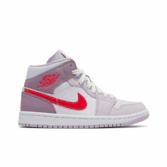 Γυναικεία Παπούτσια Air Jordan 1 Mid Μωβ Λευκά Κόκκινα