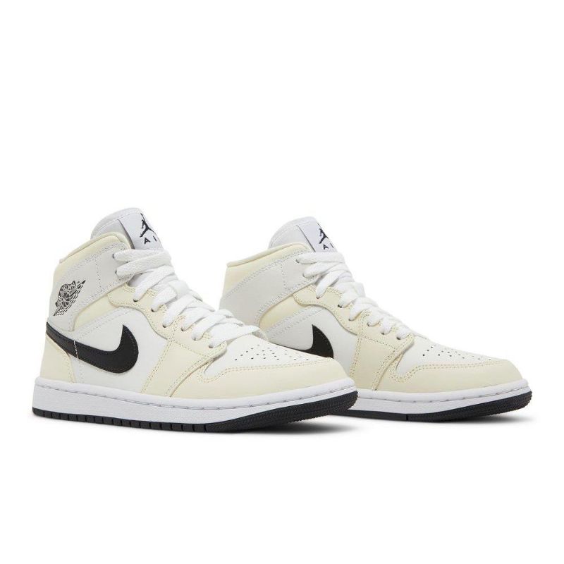Γυναικεία Παπούτσια Air Jordan 1 Mid Μπεζ Μαύρος Άσπρο