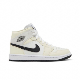 Γυναικεία Παπούτσια Air Jordan 1 Mid Μπεζ Μαύρος Άσπρο