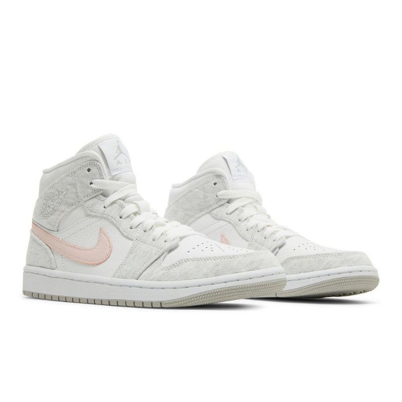 Γυναικεία Παπούτσια Air Jordan 1 Mid Se Άσπρο Γκρί Ροζ