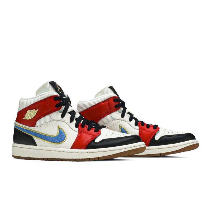 Γυναικεία Παπούτσια Air Jordan 1 Mid Se Άσπρο Κόκκινος Μαύρος Χρυσός