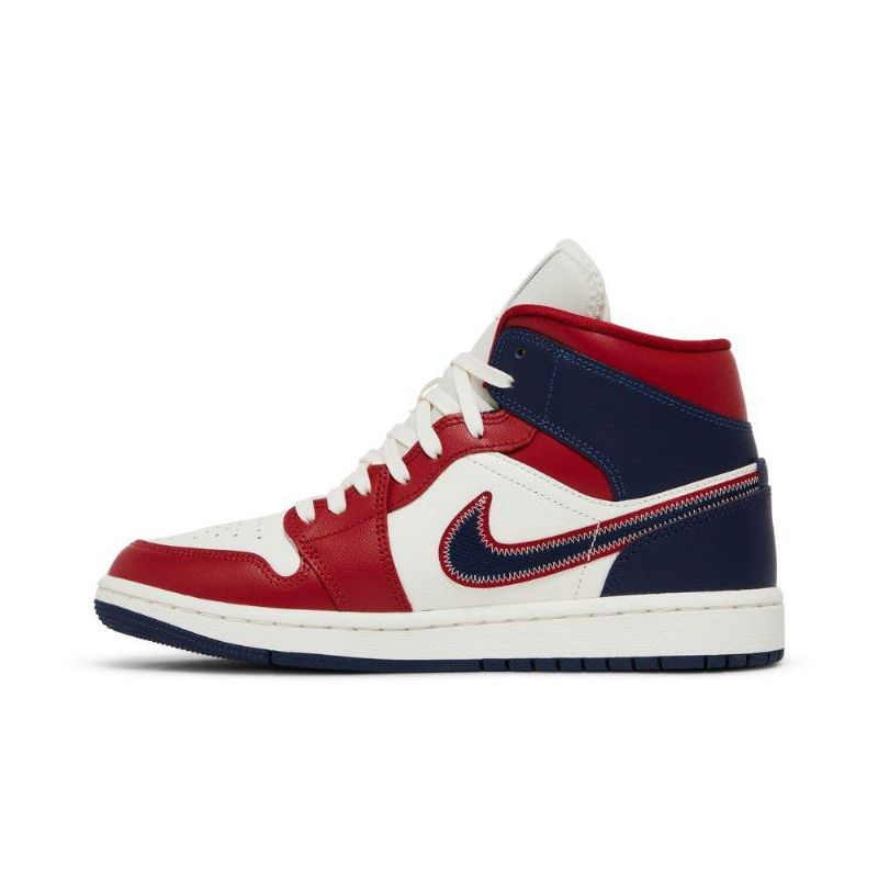 Γυναικεία Παπούτσια Air Jordan 1 Mid Se Κόκκινος Άσπρο Σκούρο Μπλε