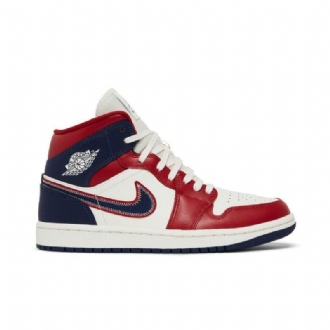 Γυναικεία Παπούτσια Air Jordan 1 Mid Se Κόκκινος Άσπρο Σκούρο Μπλε