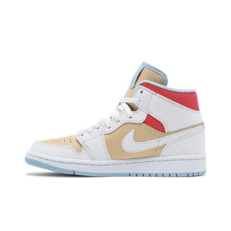 Γυναικεία Παπούτσια Air Jordan 1 Mid Se Λευκό Καφέ Κόκκινο Μπλε