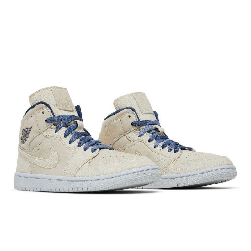 Γυναικεία Παπούτσια Air Jordan 1 Mid Se Μπεζ Σκούρο Μπλε