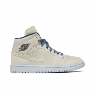 Γυναικεία Παπούτσια Air Jordan 1 Mid Se Μπεζ Σκούρο Μπλε