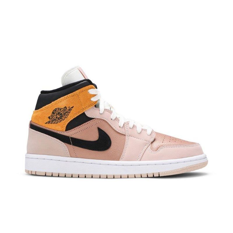 Γυναικεία Παπούτσια Air Jordan 1 Mid Se Μπεζ Χρυσός Μαύρος Άσπρο