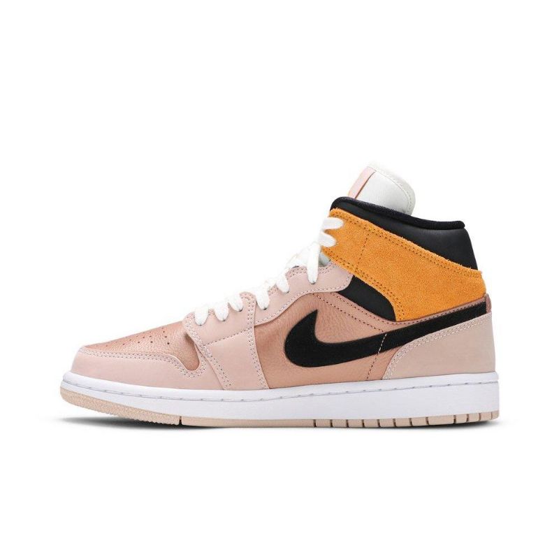 Γυναικεία Παπούτσια Air Jordan 1 Mid Se Μπεζ Χρυσός Μαύρος Άσπρο