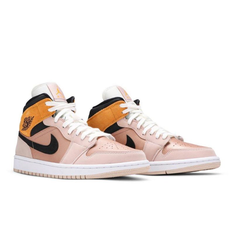Γυναικεία Παπούτσια Air Jordan 1 Mid Se Μπεζ Χρυσός Μαύρος Άσπρο