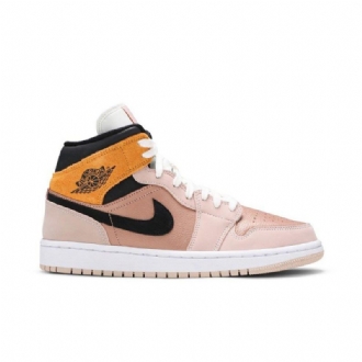 Γυναικεία Παπούτσια Air Jordan 1 Mid Se Μπεζ Χρυσός Μαύρος Άσπρο