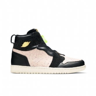 Γυναικεία Παπούτσια Air Jordan 1 Ψηλό Φερμουάρ Μαύρο Ροζ Χρυσό