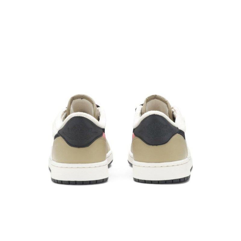 Γυναικεία Παπούτσια Air Jordan 1 Retro Low Fleece Μπεζ Μαύρα Ροζ Λευκά