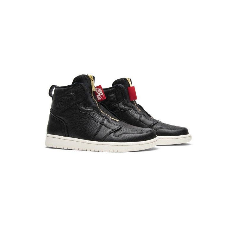 Γυναικεία Παπούτσια Air Jordan 1 Ρετρό Μαύρα Λευκά Με Ψηλό Φερμουάρ