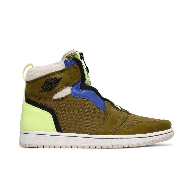 Γυναικεία Παπούτσια Air Jordan 1 Ρετρό Με Ψηλό Φερμουάρ Λαδί Πράσινο Μπλε