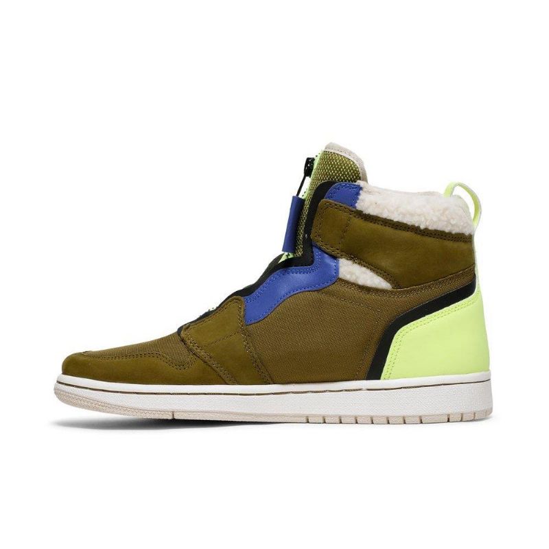 Γυναικεία Παπούτσια Air Jordan 1 Ρετρό Με Ψηλό Φερμουάρ Λαδί Πράσινο Μπλε