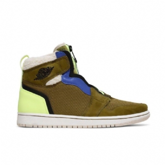 Γυναικεία Παπούτσια Air Jordan 1 Ρετρό Με Ψηλό Φερμουάρ Λαδί Πράσινο Μπλε