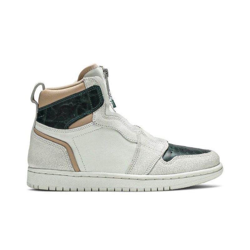 Γυναικεία Παπούτσια Air Jordan 1 Ρετρό Με Ψηλό Φερμουάρ Λευκά Πράσινα Καφέ