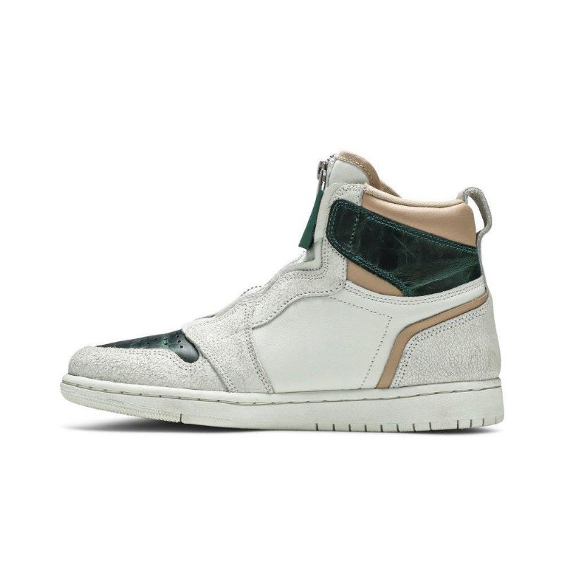 Γυναικεία Παπούτσια Air Jordan 1 Ρετρό Με Ψηλό Φερμουάρ Λευκά Πράσινα Καφέ