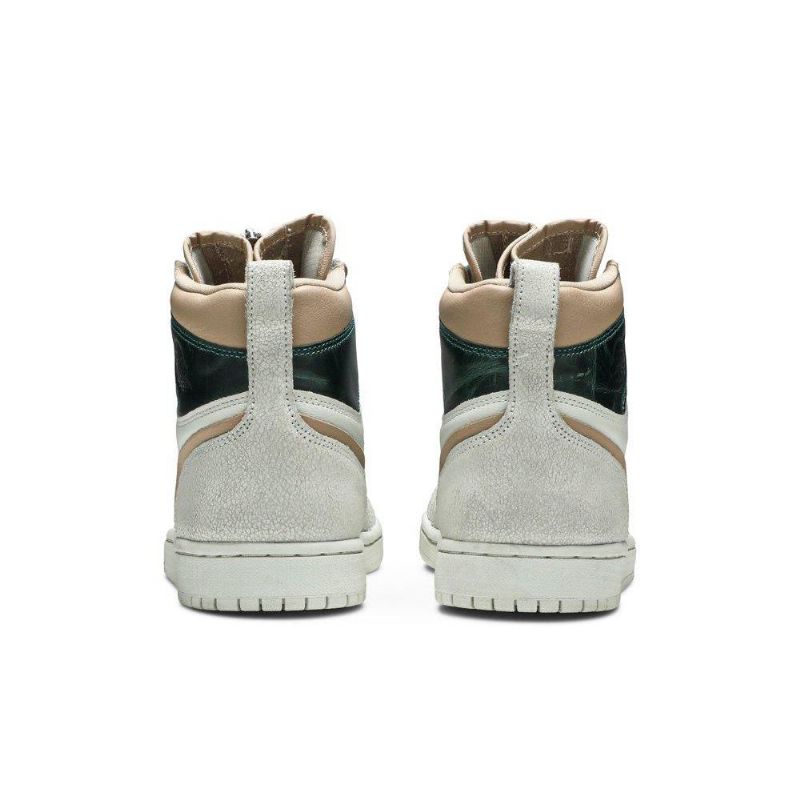 Γυναικεία Παπούτσια Air Jordan 1 Ρετρό Με Ψηλό Φερμουάρ Λευκά Πράσινα Καφέ