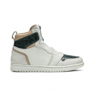 Γυναικεία Παπούτσια Air Jordan 1 Ρετρό Με Ψηλό Φερμουάρ Λευκά Πράσινα Καφέ