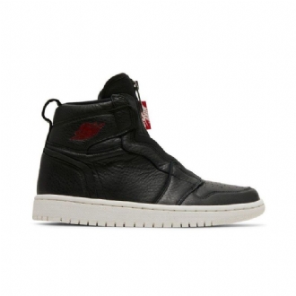 Γυναικεία Παπούτσια Air Jordan 1 Ρετρό Με Ψηλό Φερμουάρ Μαύρα Κόκκινα